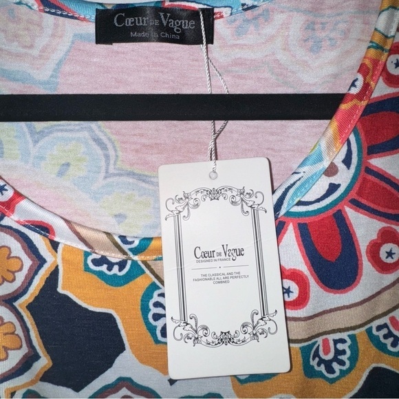 Clear De Vague Mandala Print short sleeved maxi dress with pockets size 2X - Picture 5 of 9